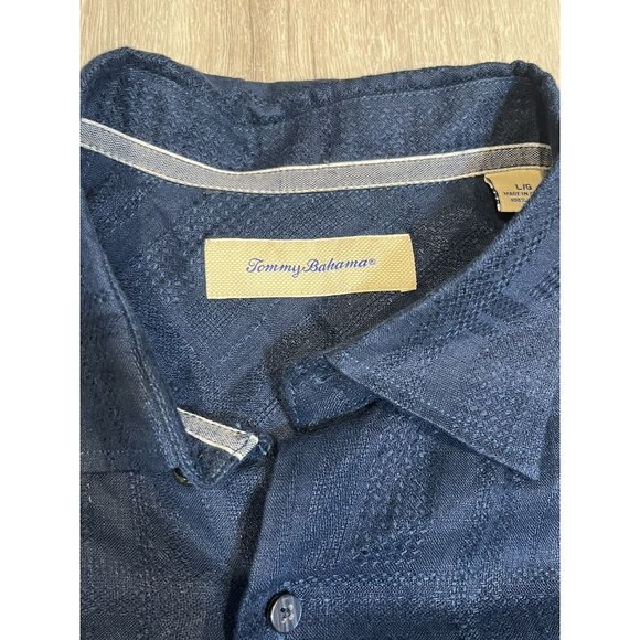 Tommy Bahama Men’s 100% Linen Long Sleeve Shirt Navy Size L - Picture 2 of 6